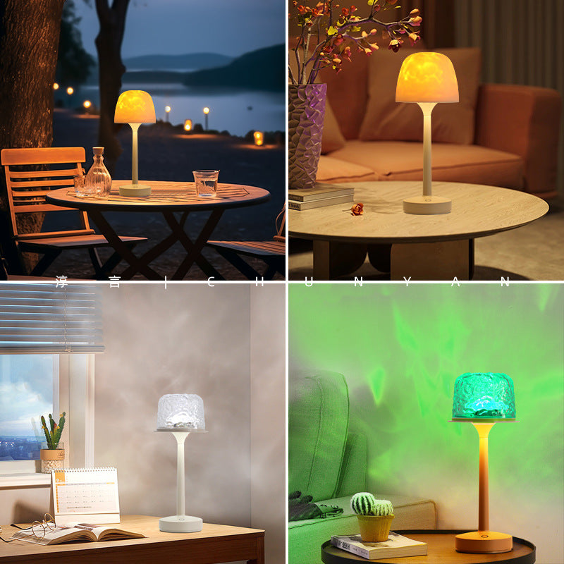 Aurora Flame Projection Desk Lamp - Rechargeable Dynamic Bedroom Night Light