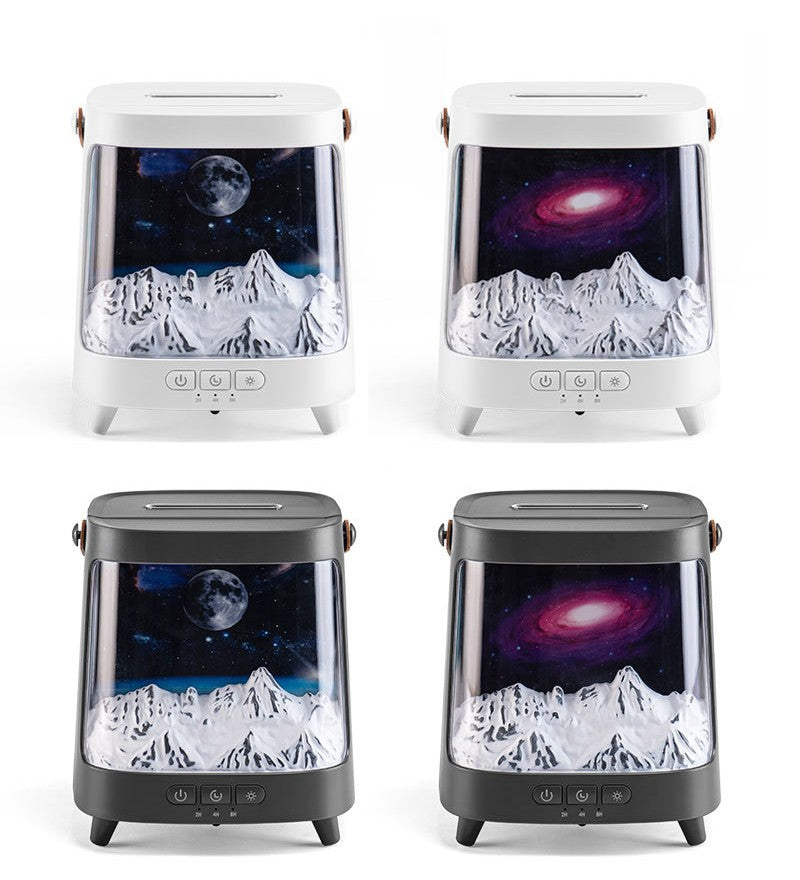 Galaxy Aromatherapy Diffuser with Simulated Flame – USB Humidifier & Color-Changing Mist Maker