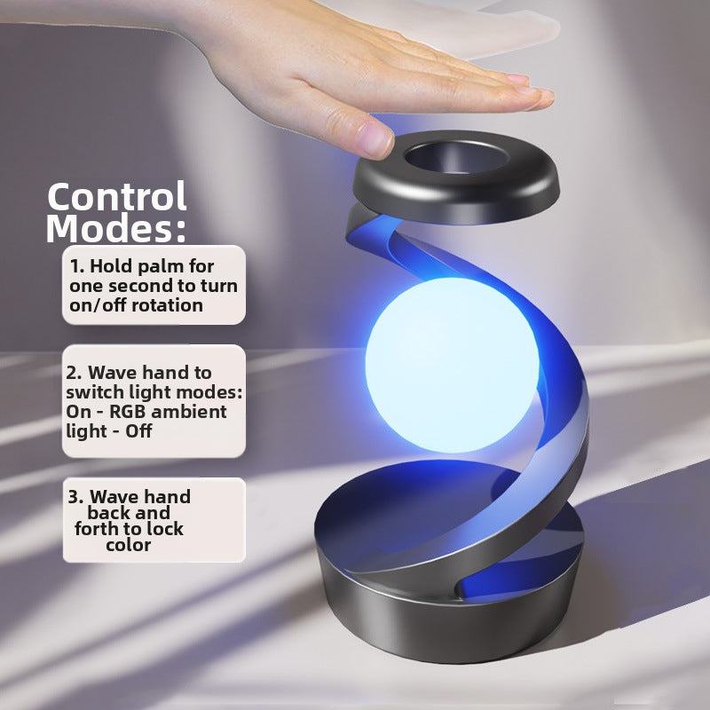 Rotating Levitating LED Desk Lamp with Wireless Charging