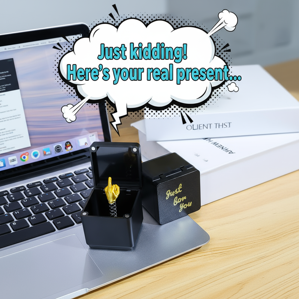 Middle Finger Prank Gift Box – Christmas Edition | Hilarious Spring-Loaded Troll Surprise