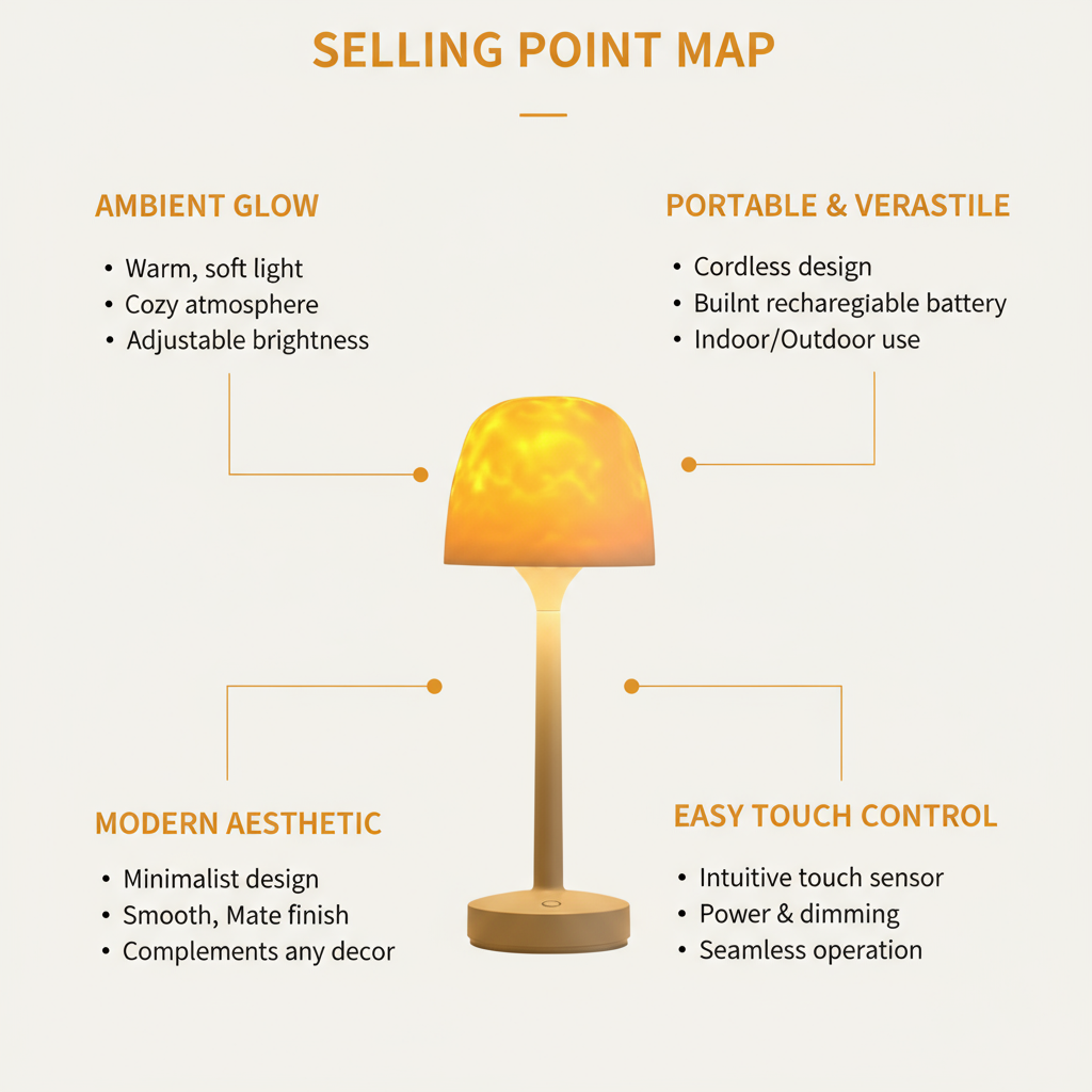 Aurora Flame Projection Desk Lamp - Rechargeable Dynamic Bedroom Night Light