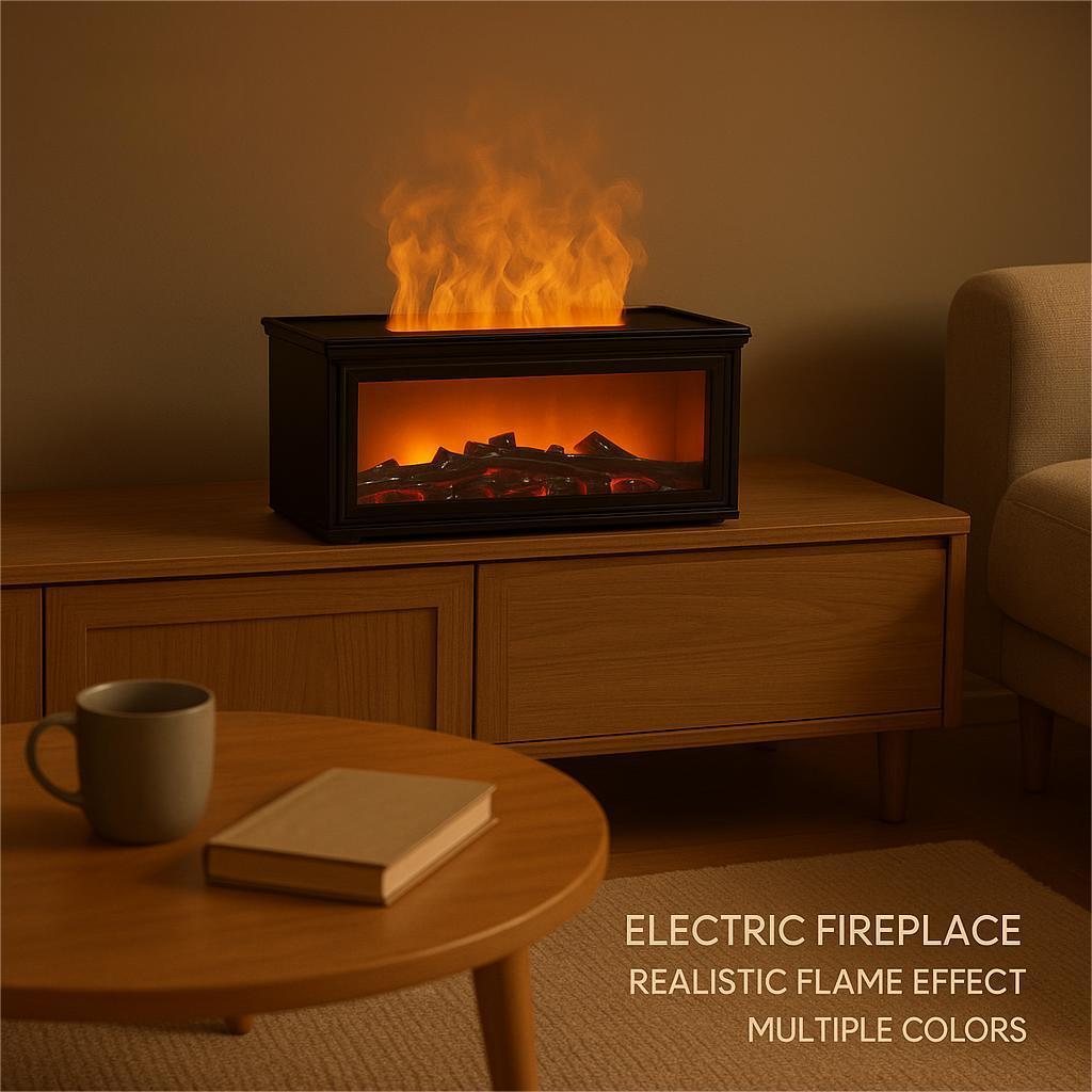 HY05 Fireplace Aromatherapy Diffuser - 3D Flame Ambiance Oil Humidifier