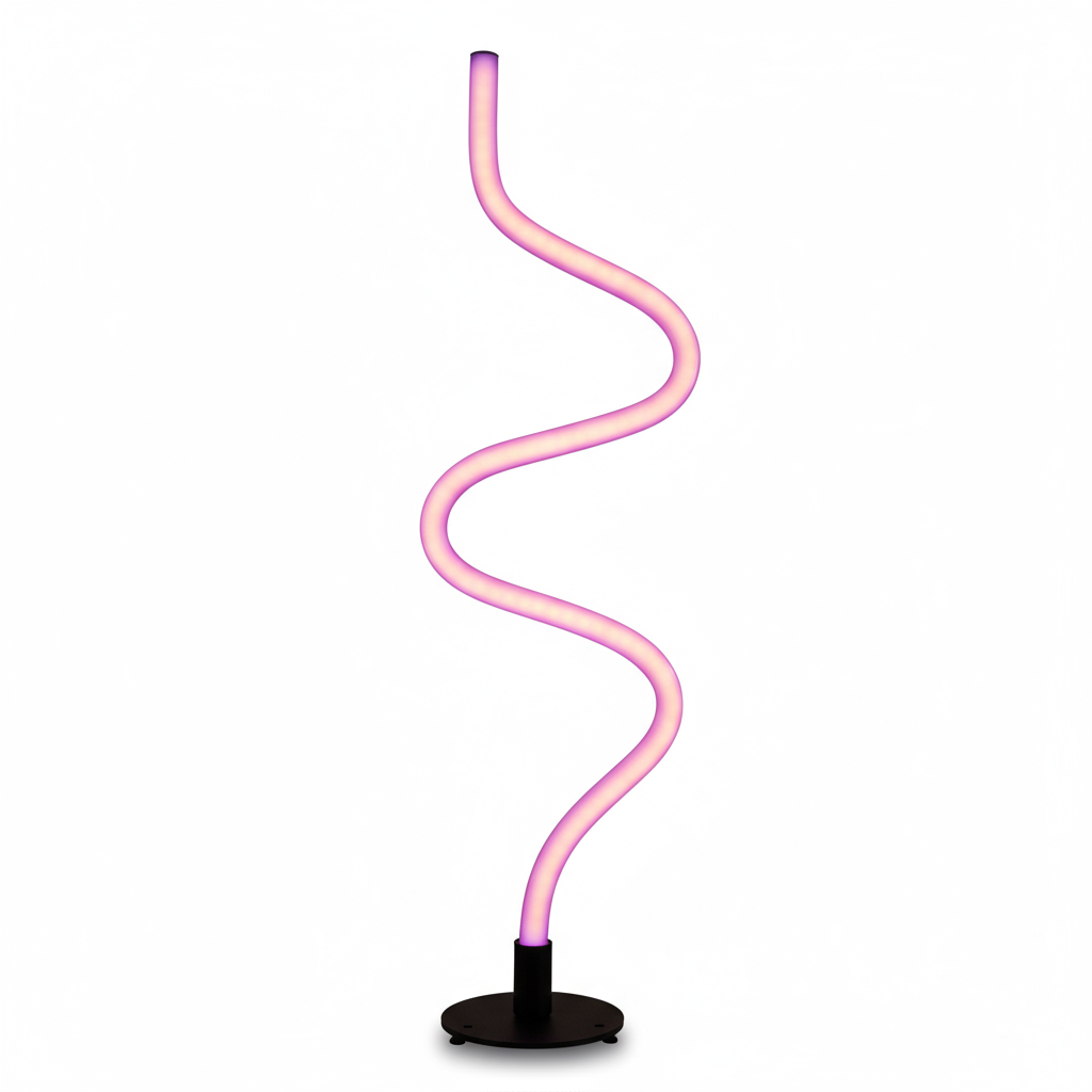 RGBIC Spiral LED Floor Lamp – DIY Shapeable 5V USB Color-Changing Corner Lamp with App & Music Sync