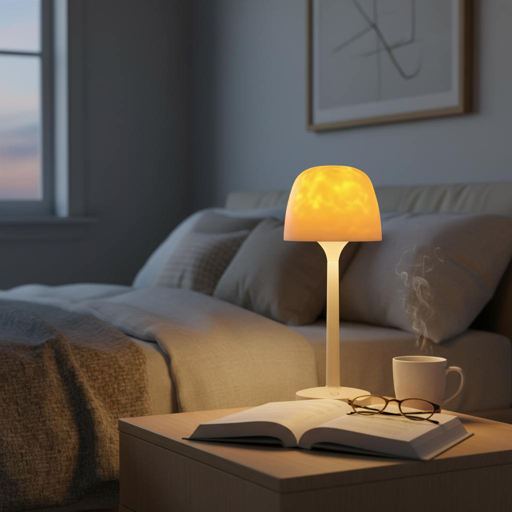 Aurora Flame Projection Desk Lamp - Rechargeable Dynamic Bedroom Night Light