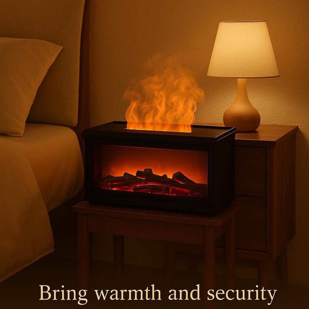 HY05 Fireplace Aromatherapy Diffuser - 3D Flame Ambiance Oil Humidifier