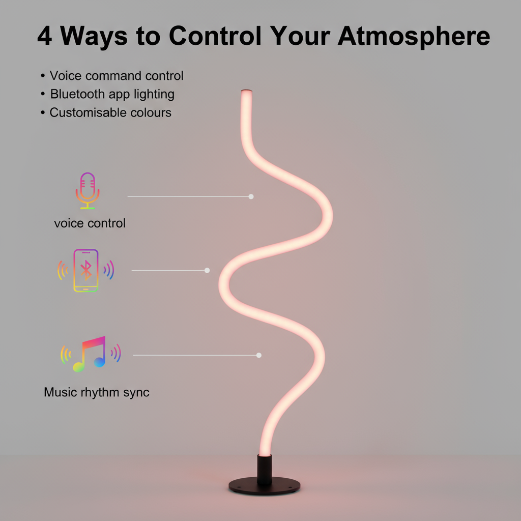 RGBIC Spiral LED Floor Lamp – DIY Shapeable 5V USB Color-Changing Corner Lamp with App & Music Sync