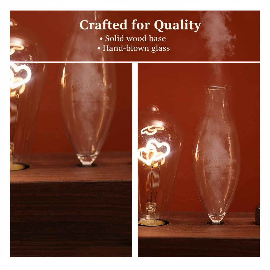 Dream Back to London Retro Heart Aromatherapy Diffuser – Vintage Cold Scent Lamp & Romantic Night Light