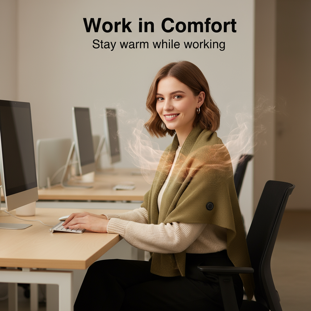 Heated Graphene Shoulder Wrap Blanket – 3-Gear USB Heated Shawl for Car, Outdoor Camping, Office & Home