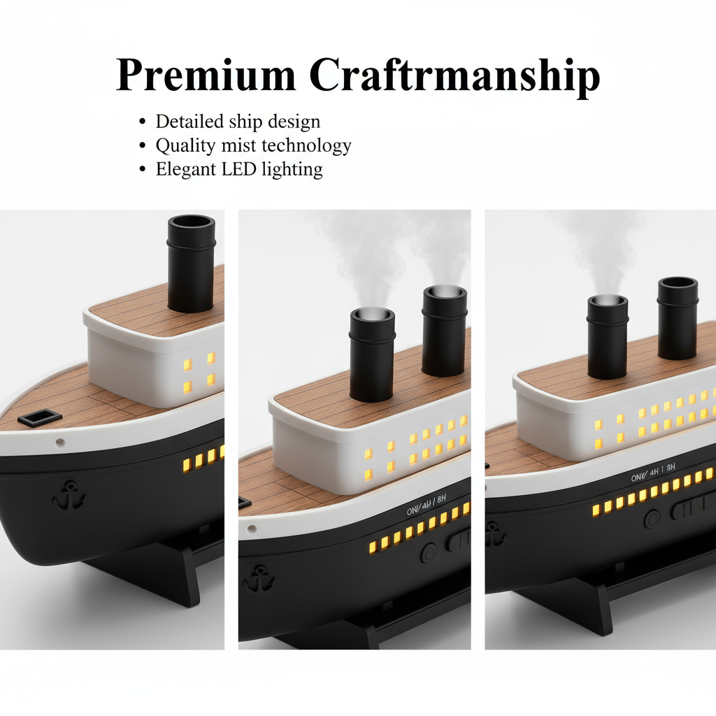 Titanic Jellyfish Aroma Diffuser – Vintage Ocean Liner Ultrasonic Humidifier with Smart Mist & RGB Lights