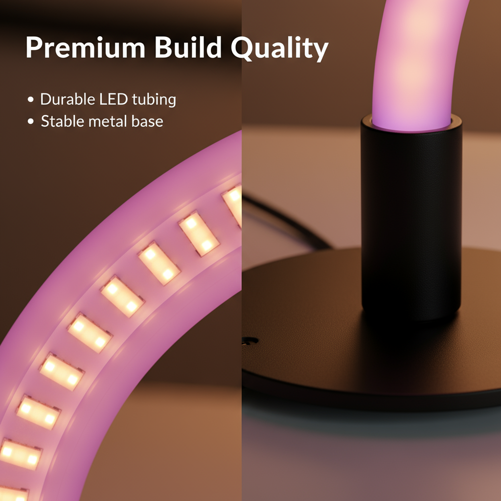 RGBIC Spiral LED Floor Lamp – DIY Shapeable 5V USB Color-Changing Corner Lamp with App & Music Sync