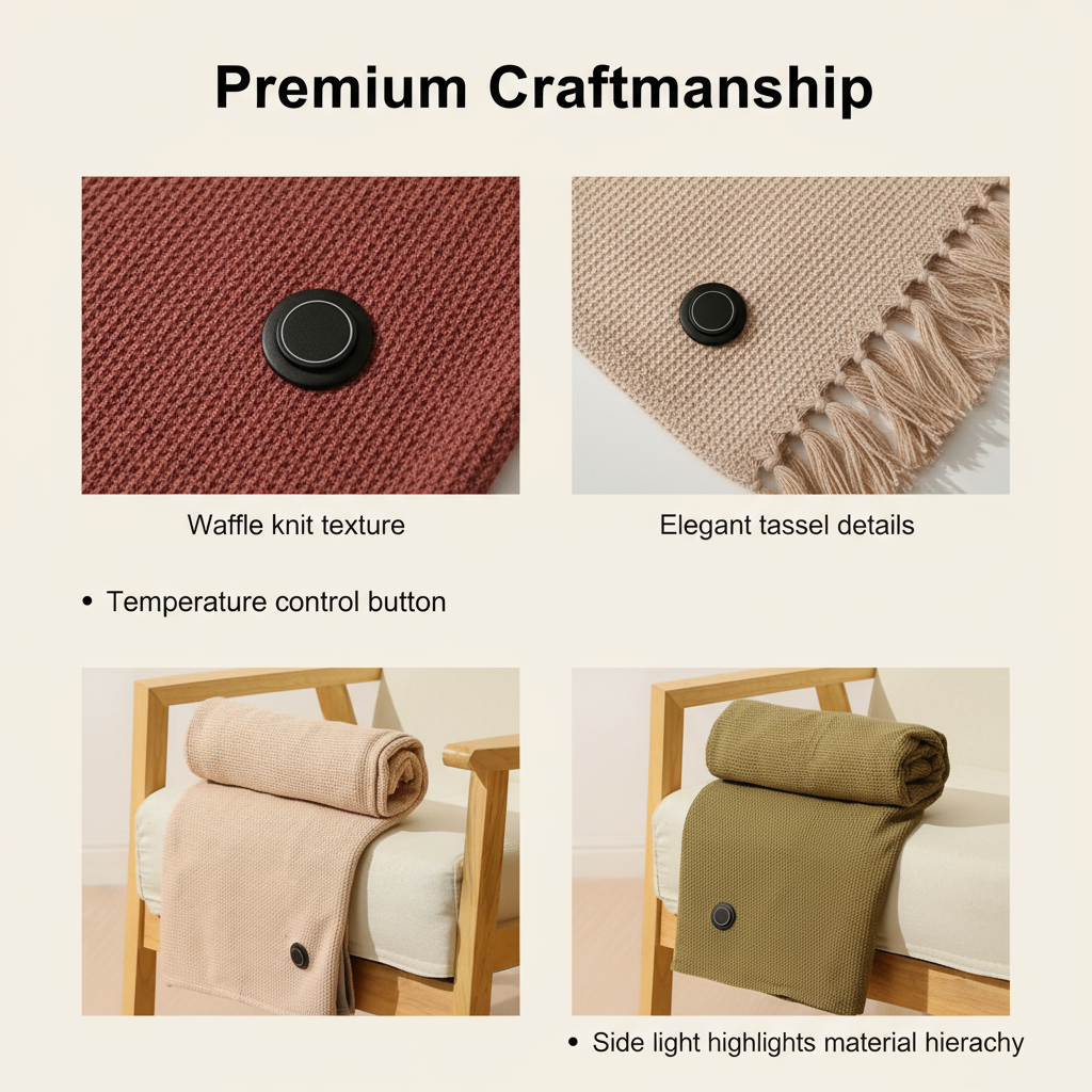 Heated Graphene Shoulder Wrap Blanket – 3-Gear USB Heated Shawl for Car, Outdoor Camping, Office & Home