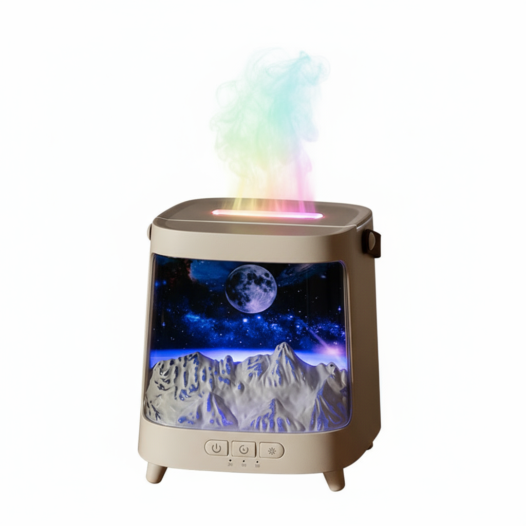 Galaxy Aromatherapy Diffuser with Simulated Flame – USB Humidifier & Color-Changing Mist Maker