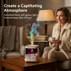 Galaxy Aromatherapy Diffuser with Simulated Flame – USB Humidifier & Color-Changing Mist Maker