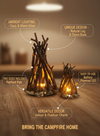 Stone Branch Campfire Lamp - Rustic LED Night Light Decor