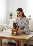 Stone Branch Campfire Lamp - Rustic LED Night Light Decor