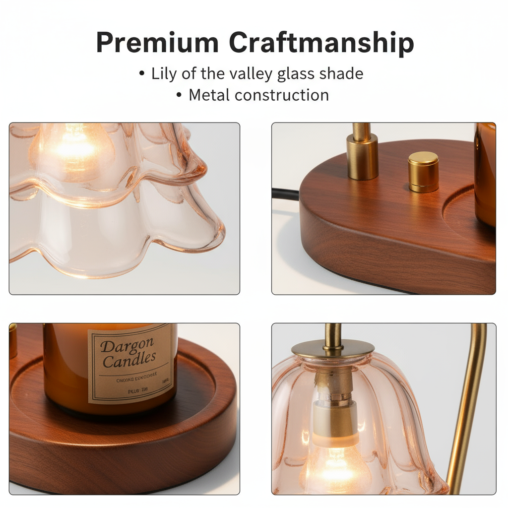 Lily of the Valley Candle Warmer Lamp – French Vintage Bellflower Wax Melter with Dimmable Halogen & Timer