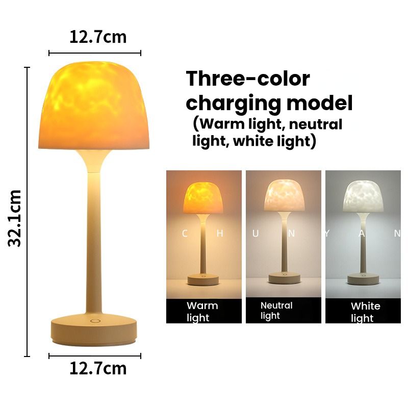 Aurora Flame Projection Desk Lamp - Rechargeable Dynamic Bedroom Night Light