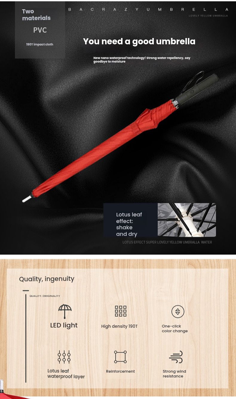 LED Illuminated Lace Umbrella - Glowing Night Safety Rain Umbrella