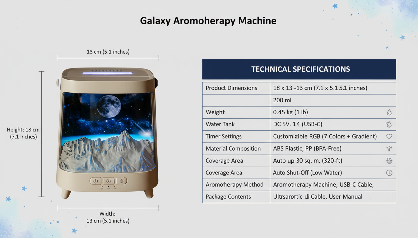 Galaxy Aromatherapy Diffuser with Simulated Flame – USB Humidifier & Color-Changing Mist Maker