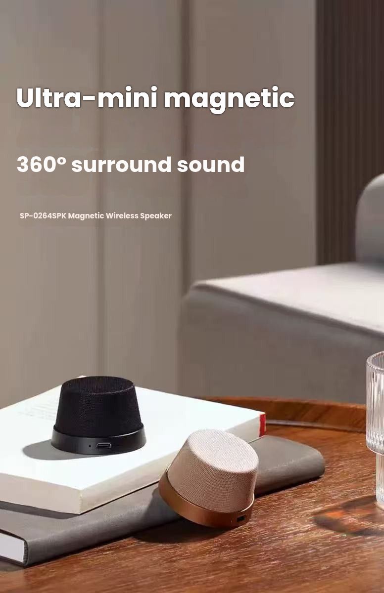 Magnetic Wireless Bluetooth Speaker with Phone Stand – Mini Portable Outdoor Waterproof Subwoofer Puck