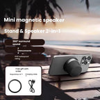 Magnetic Wireless Bluetooth Speaker with Phone Stand – Mini Portable Outdoor Waterproof Subwoofer Puck