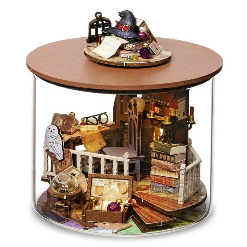 Dream Bottle DIY Miniature Magic House Kit – Enchanted Wizard's Loft & Sakura Scenery