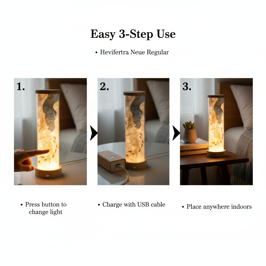 Chinese Ink Art Cylinder Night Lamp - Rechargeable LED Mood Light