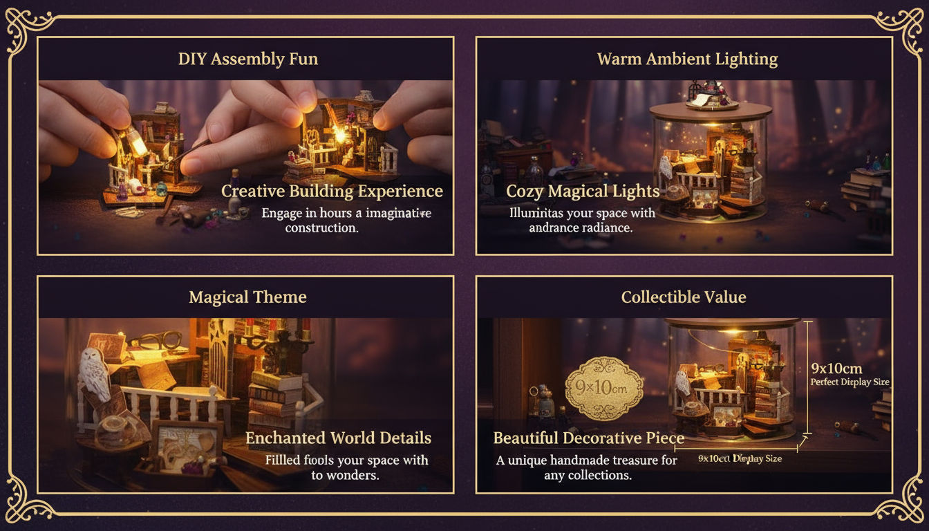 Dream Bottle DIY Miniature Magic House Kit – Enchanted Wizard's Loft & Sakura Scenery