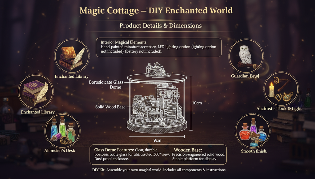 Dream Bottle DIY Miniature Magic House Kit – Enchanted Wizard's Loft & Sakura Scenery