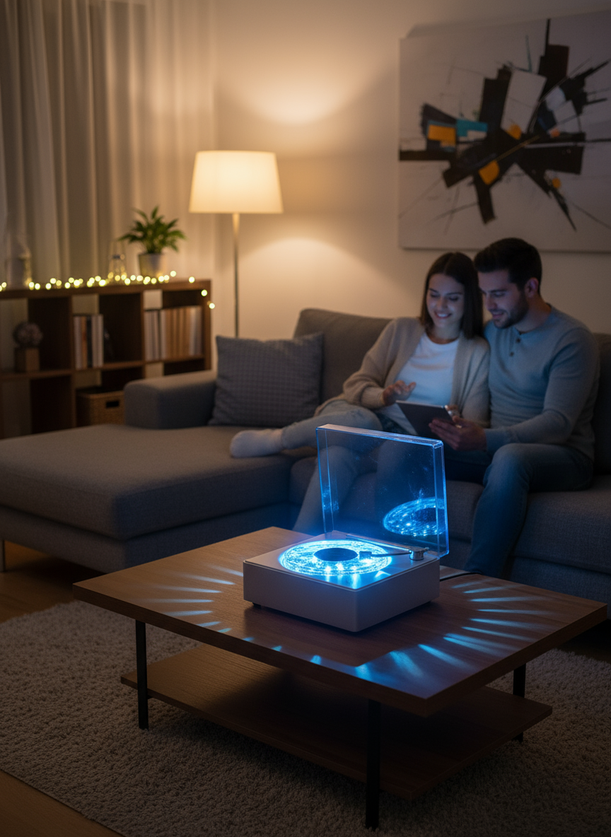 Nordic Wind Bluetooth Speaker & Record Player with White Noise & Ambient Light