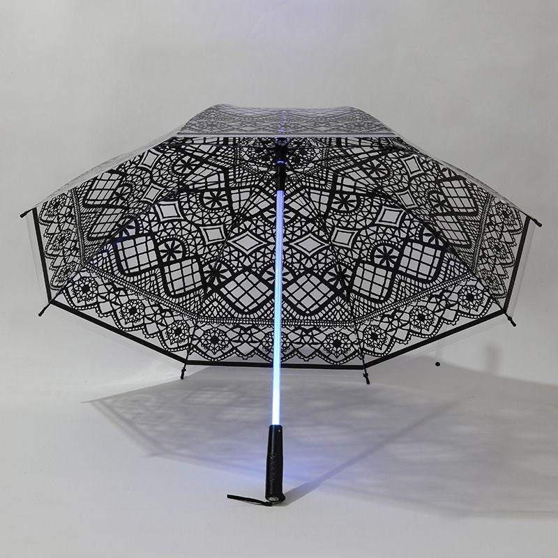 LED Illuminated Lace Umbrella - Glowing Night Safety Rain Umbrella